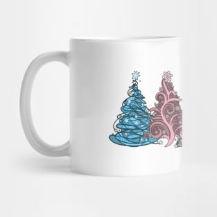 Row of Five Transgender Pride Flag Christmas Trees Vector Mug